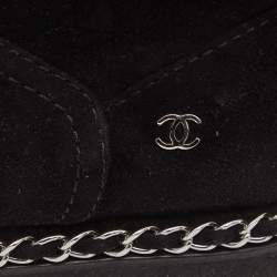 Pre Owned Chanel  Black Suede Chain Detail Ankle Boots Size 39