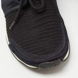 Pre Owned Chanel Black/Blue Fabric CC Low Top Sneakers Size 37