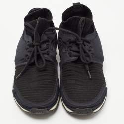 Pre Owned Chanel Black/Blue Fabric CC Low Top Sneakers Size 37