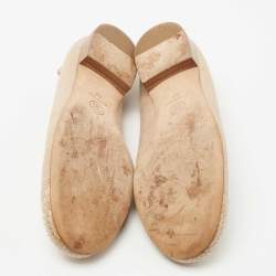 Chanel Beige Canvas and Python CC Cap Toe Ballet Flats Size 37