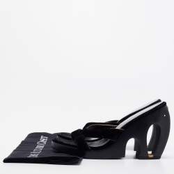 Chanel Black Velvet Slide Sandals Size 38