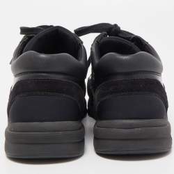 Pre Owned Chanel Black Suede and Fabric CC Low Top Sneakers Size 36.5