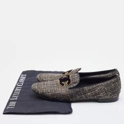 Chanel Black/Gold Tweed Smoking Slippers Size 36