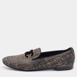 Chanel Black/Gold Tweed Smoking Slippers Size 36