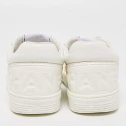Pre Owned Chanel White Perforated Leather  CC Low Top Sneakers Size 37