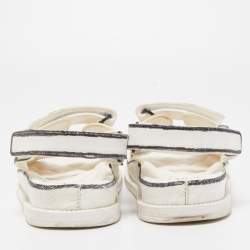 Chanel White Textured Leather Dad Sandals Size 38.5
