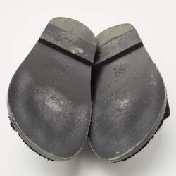 Chanel Black Fabric Dad Flat Sandals Size 37.5