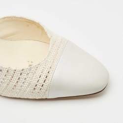 Pre Owned Chanel Grey Leather and Canvas Slingback CC Block Heel Pumps Size 39