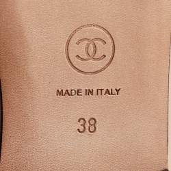 Chanel Beige/Black Leather CC Cap Toe Bow Ballet Flats Size 38