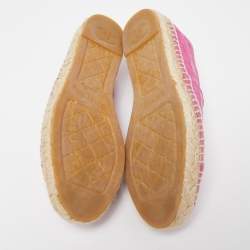 Pre Owned Chanel Pink Crocodile Leather CC Espadrille Flats Size 38