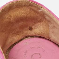 Pre Owned Chanel Pink Crocodile Leather CC Espadrille Flats Size 38