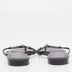 Pre Owned Chanel Black Leather Thong Flats Size 38.5