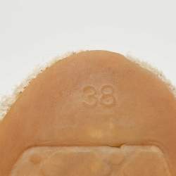 Pre Owned Chanel Cream/Black Leather and Canvas CC Espadrille Flats Size 38