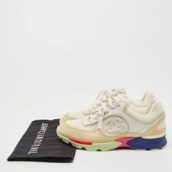 Pre Owned Chanel Multicolor Leather and Suede CC Low Top Sneakers Size 38