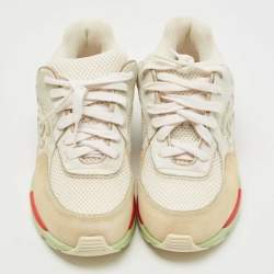 Pre Owned Chanel Multicolor Leather and Suede CC Low Top Sneakers Size 38