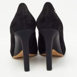 Pre Owned Chanel Black Suede Round Toe Platform Pumps Size 38