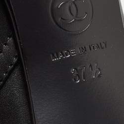 Pre Owned Chanel Black Leather Ankle Boots Size 37.5