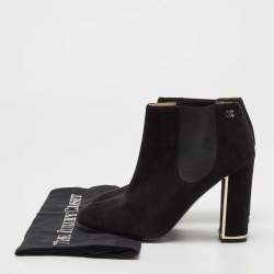 Chanel Black Suede Cap Toe Booties Size 38