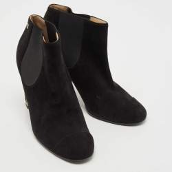 Chanel Black Suede Cap Toe Booties Size 38