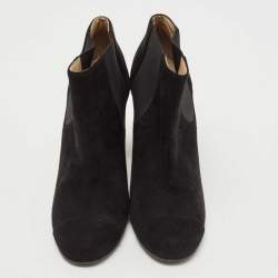 Chanel Black Suede Cap Toe Booties Size 38