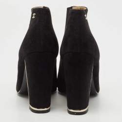 Chanel Black Suede Cap Toe Booties Size 38