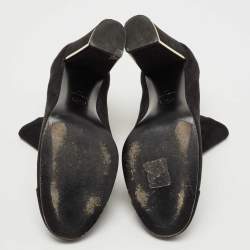 Chanel Black Suede Cap Toe Booties Size 38