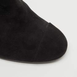 Chanel Black Suede Cap Toe Booties Size 38