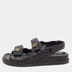 Dad sandals leather sandal Chanel Black size 38.5 EU in Leather