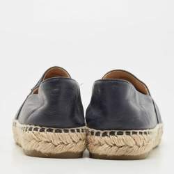 Chanel Two Tone Leather CC Cap Toe Espadrille Flats Size 37 