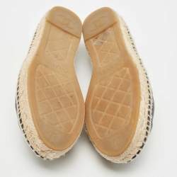 Chanel Two Tone Leather CC Cap Toe Espadrille Flats Size 37 