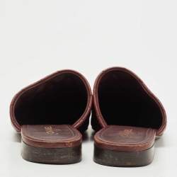 Chanel Burgundy/Black Quilted Leather Chain Detail Mules Size 39.5