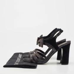 Chanel Blue/Purple Velvet and Glitter Bow  Sandals Size 39