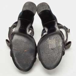 Chanel Blue/Purple Velvet and Glitter Bow  Sandals Size 39