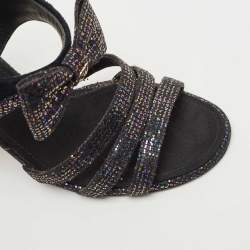 Chanel Blue/Purple Velvet and Glitter Bow  Sandals Size 39