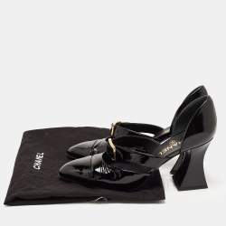 Pre Owned Chanel Black Patent Leather CC D'orsay Pumps Size 39