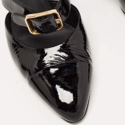 Pre Owned Chanel Black Patent Leather CC D'orsay Pumps Size 39