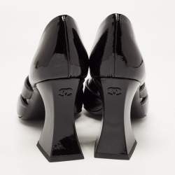 Pre Owned Chanel Black Patent Leather CC D'orsay Pumps Size 39