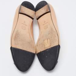 Chanel Beige/Black Leather CC Ballet Flats Size 38