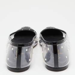 Pre Owned Chanel Black PVC and Patent Leather Pearl CC Cap Toe Ballet Flats Size 39