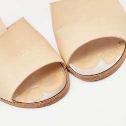 Chanel Beige Leather CC Wedges Slide Sandals Size 39