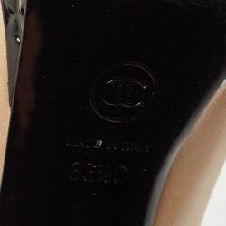 Chanel Beige/Black Leather CC Quilted Platform Pumps Size 36.5