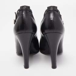 Chanel Black Leather Crystal Embellished T-Strap Pumps Size 38