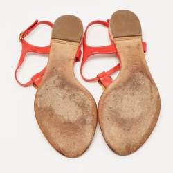 Chanel Red Leather CC Coin T-Strap Flat Sandals Size 39.5