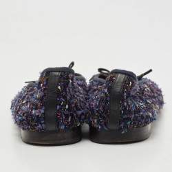 Pre Owned Chanel Multicolor Patent and Tweed CC Cap Toe Ballet Flats Size 39.5