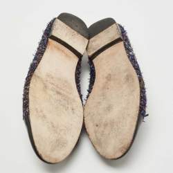 Pre Owned Chanel Multicolor Patent and Tweed CC Cap Toe Ballet Flats Size 39.5