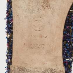 Pre Owned Chanel Multicolor Patent and Tweed CC Cap Toe Ballet Flats Size 39.5