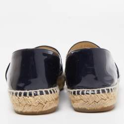 Chanel Black Patent Leather CC Espadrille Flats Size 39