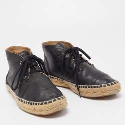 Pre Owned Chanel Leather CC High Top Espadrilles Size 37