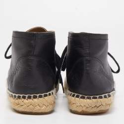 Pre Owned Chanel Leather CC High Top Espadrilles Size 37