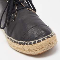 Pre Owned Chanel Leather CC High Top Espadrilles Size 37